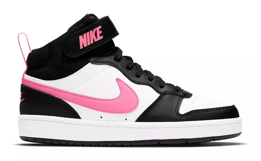 Nike Court Borough Mid 2 Sneaker - Kids' (Black/Pink Medium - 5.5 Youth)