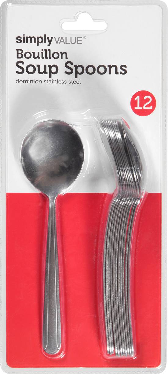 Simply Value Bouillon Soup Spoons Dominion Stainless Steel (12 ct)