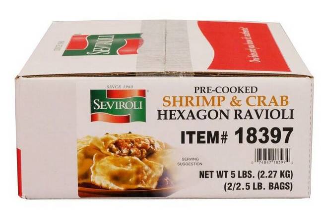 Frozen Seviroli - Shrimp & Crab Ravioli - 5 lb Bag (1 Unit per Case)
