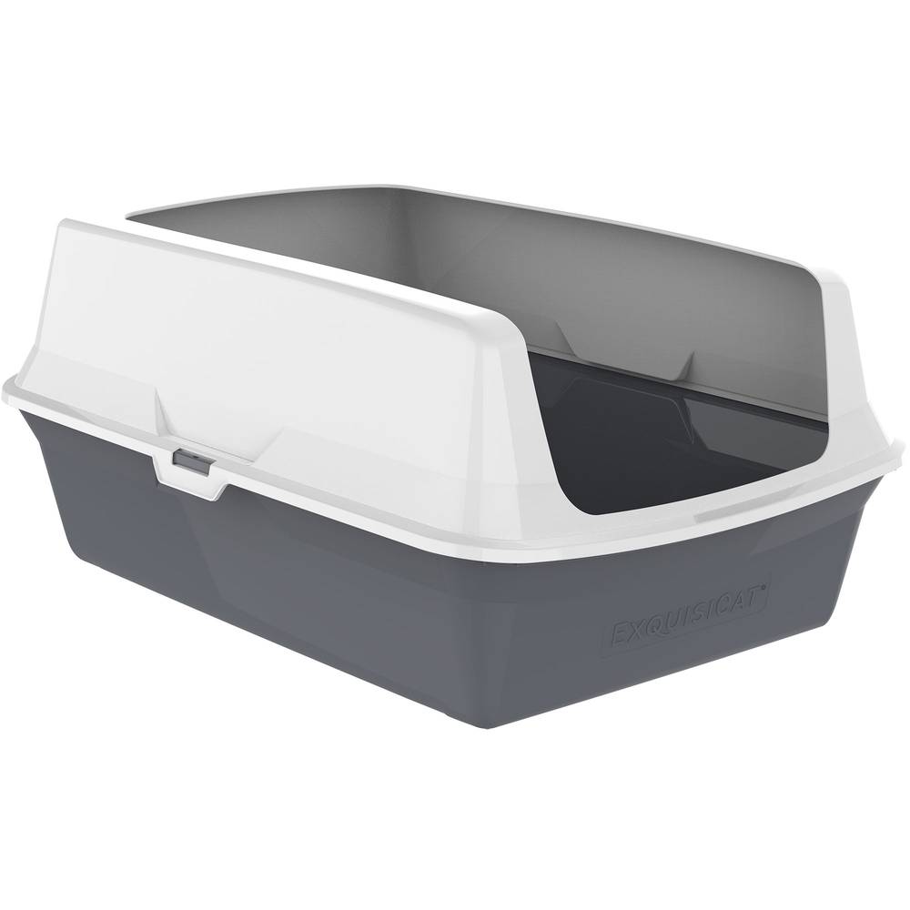 Exquisicat Plastic Rimmed Litter Pan (x large/white-gray)