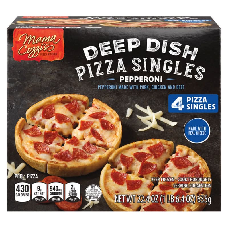Mama Cozzi's Pizza Kitchen Deep Dish Singles Pizza, Pepperoni (22.4 oz, 4 ct)