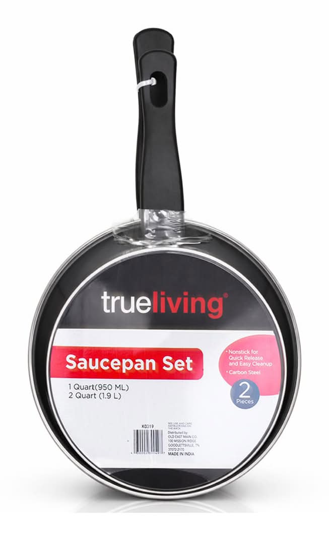True Living  Nonstick Sauce Pans Set 2 Pc