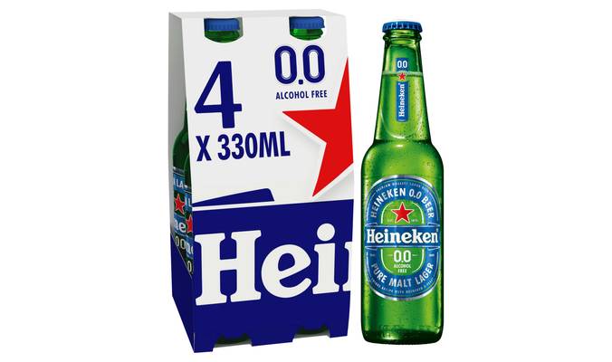 Heineken 0.0 Lager Beer 4 x 330ml Bottles
