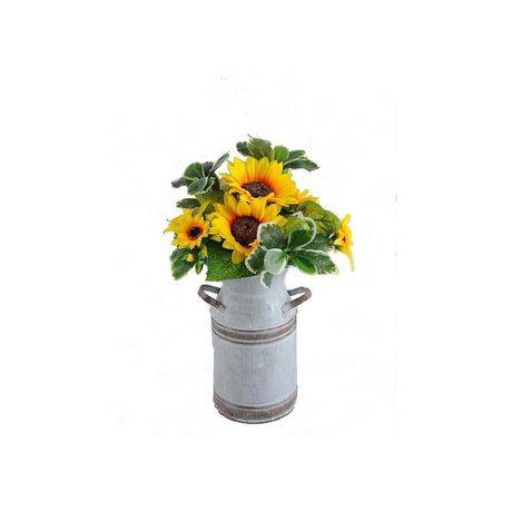 Lerman Decor Artificial Sunflowers in Galvanized Pot (250 g)