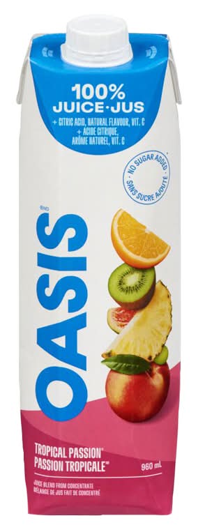 Oasis mélange de jus 100 % pur à base de concentré - 100% juice blend from concentrate (960 ml) (passion tropicale)