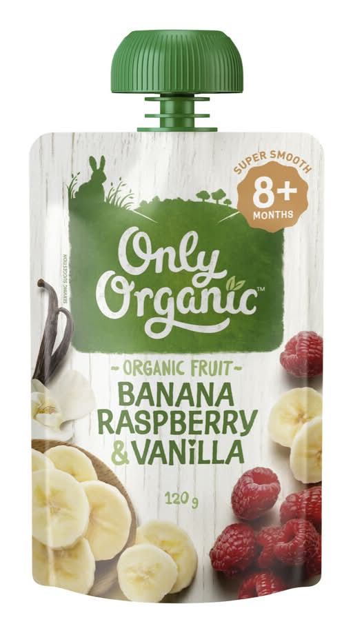 Only Organic Banana Raspberry & Vanilla Pouch 8+months (120g)