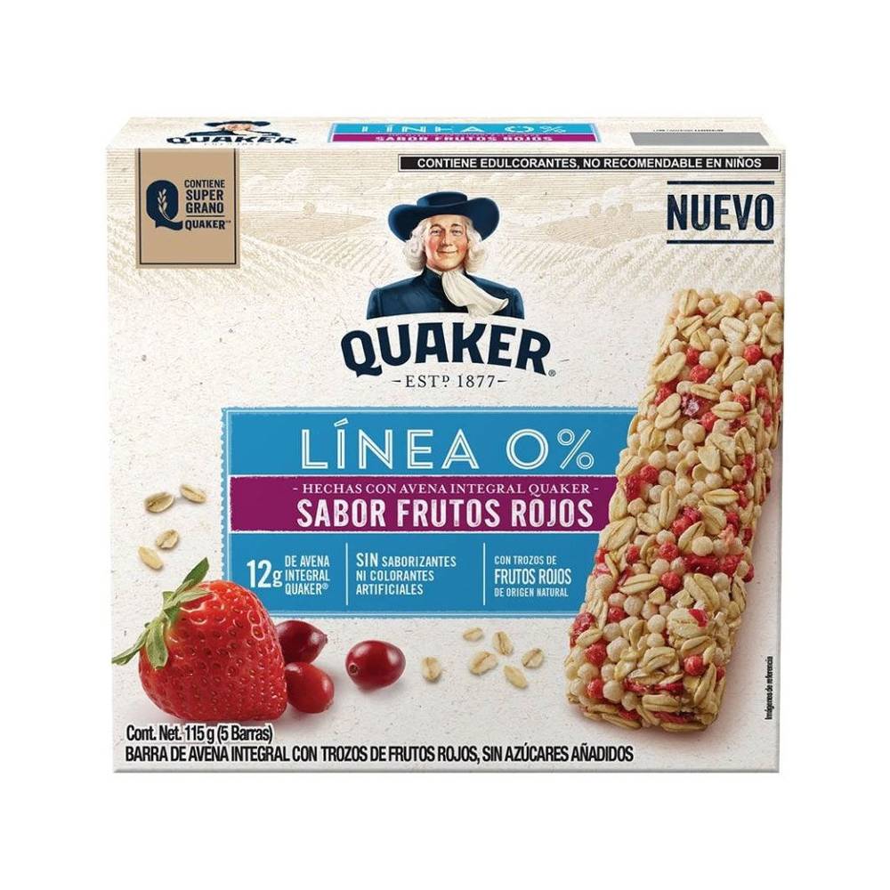 Quaker barras de avena sabor frutos rojos (caja 115 g)