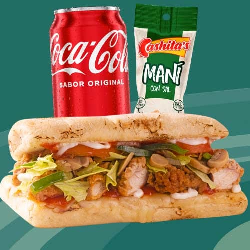 Combo Sandwich Pollonazo + Cachita tubo 55g + Coca Cola Lata 12 oz