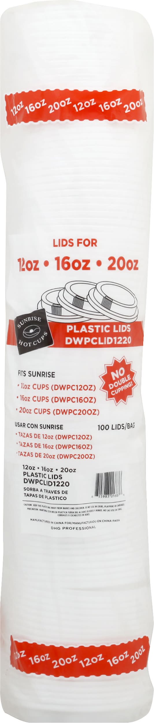 Sunrise Hot Cups Plastic Lids Of Various Sizes (8.4 oz)