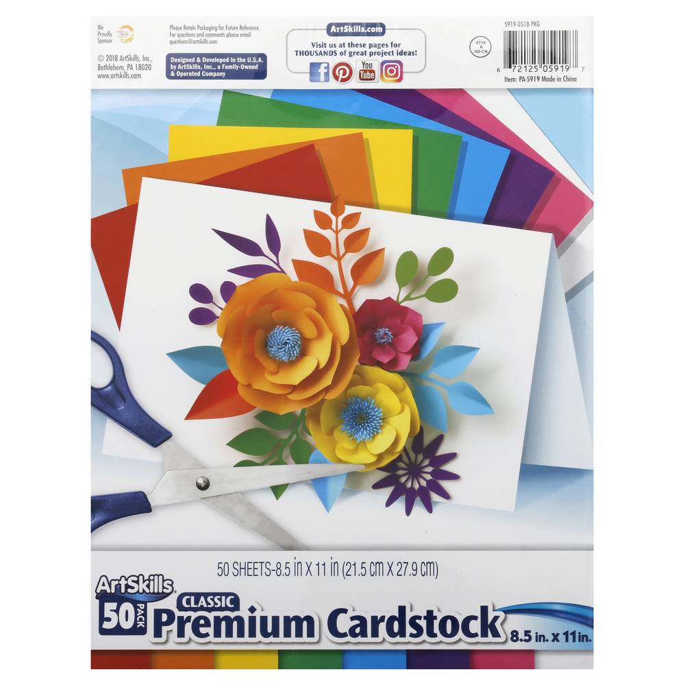 Artskills Classic Premium Cardstock Size 8.5" X 11" Contains (100 g)