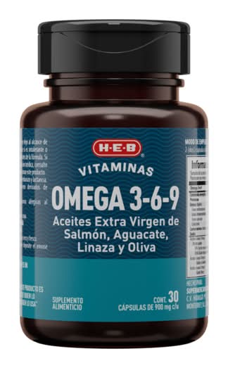 H.E.B · Omega 3 6 9 cápsulas 900 mg (30 un)