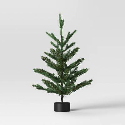 24" Mini Artificial Christmas Tree with Black Base - Wondershop™: Tabletop Green Faux Floral, Indoor Decor