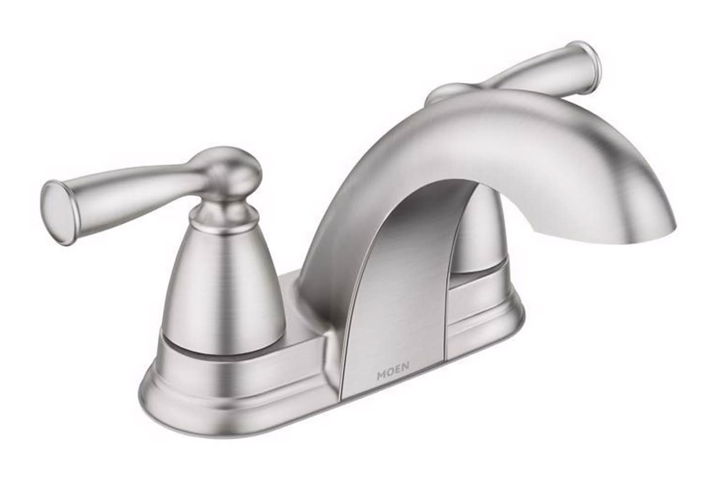 Moen Banbury 2 Brushed Nickel Traditional Centerset Bathroom Sink Faucet 4 In.