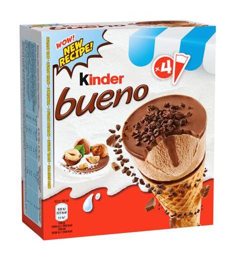 Kinder glaces bueno noisettes chocolat lait, 4 pcs