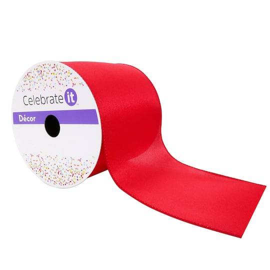 Celebrate It Satin Ribbon, 4" x 18ft , Red