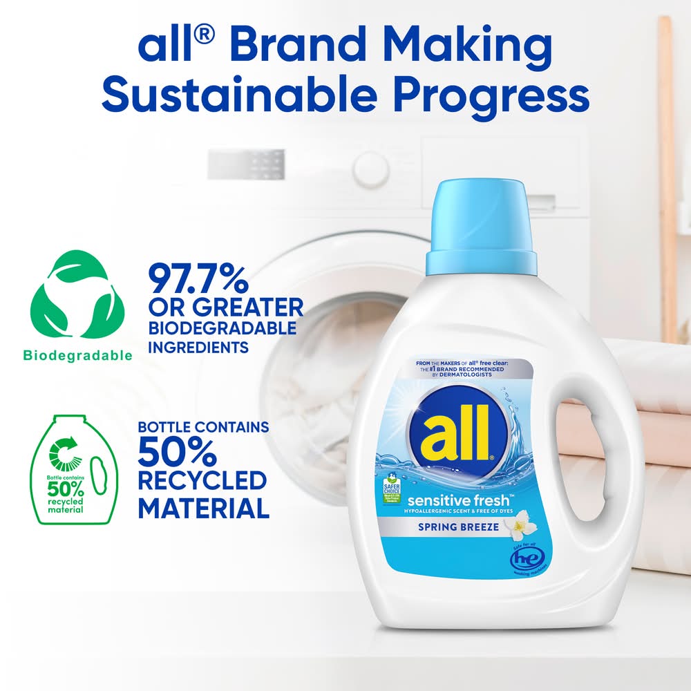 All Sensitive Fresh Laundry Detergent, Spring Breeze (73 fl oz)