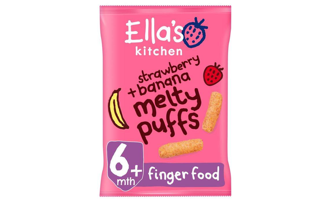 Ella's Kitchen Organic Strawberry And Banana Melty Puffs Baby Snack 6+ Months 20g (395192)