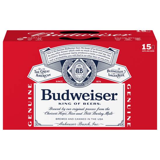 Budweiser American Patriotic Lager Beer (15 ct, 12 fl oz)