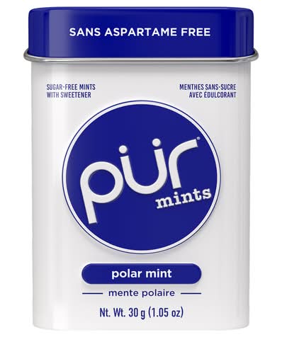 PUR Mints Menthes Polaire Sans Sucre 30 G / PUR Sugar-Free Mints Polar Mint Tin 30 g