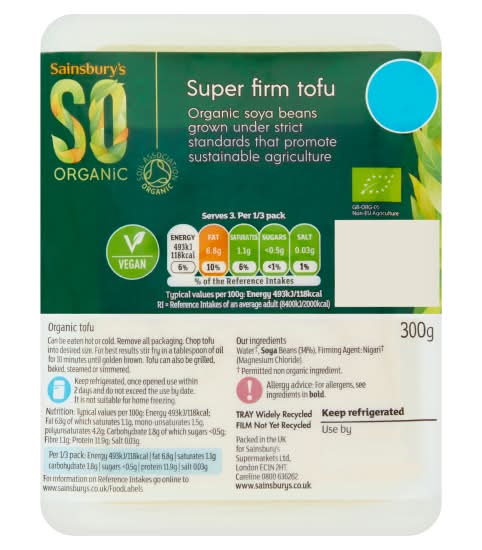 Sainsbury's So Organic Super Firm Tofu (300g)