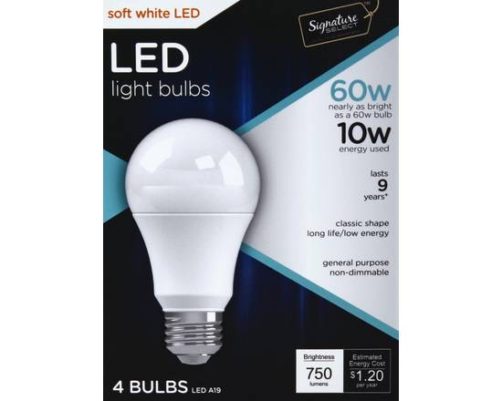 Signature Select · 60W LED Soft White Light Bulbs (4 bulbs)