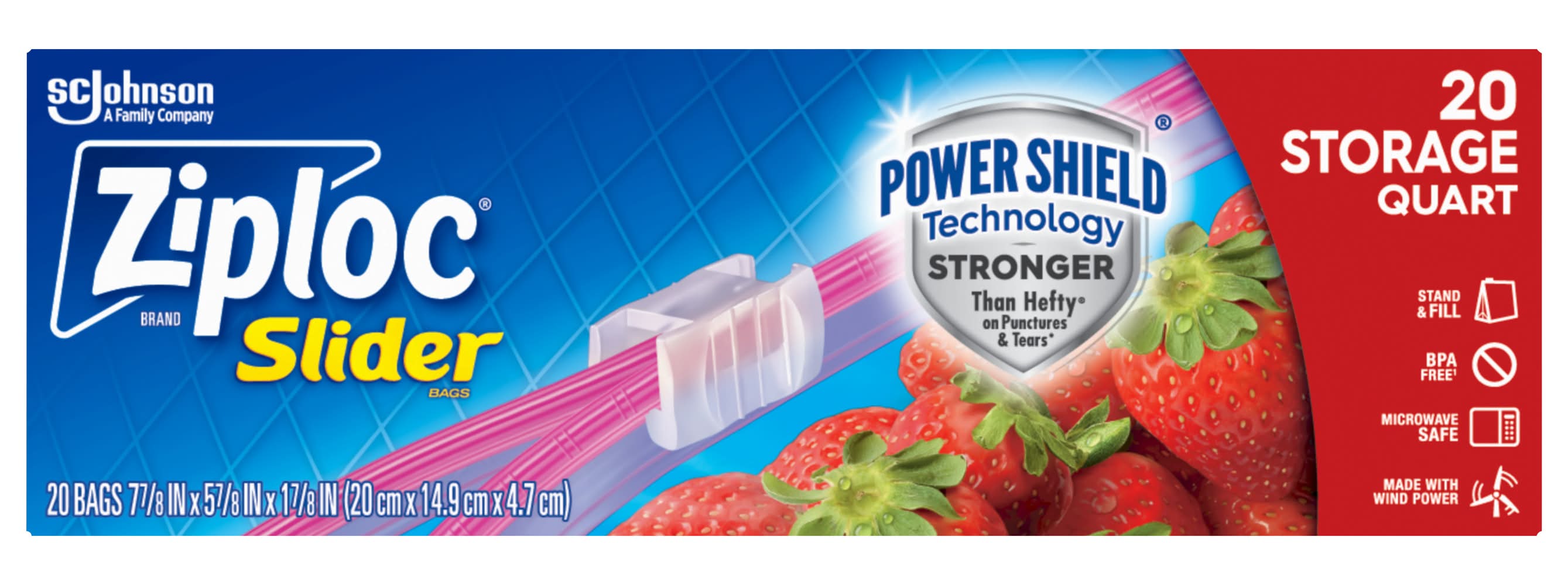 Ziploc Quart Slider Storage Bags, Size (20 cm x 14.9 cm x 4.7 cm) (20 ct)