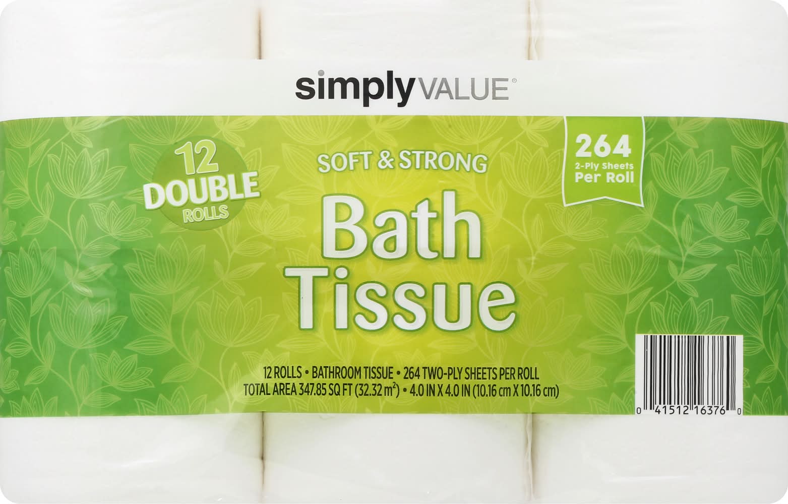 Simply Value Soft & Strong Bath Tissue Double Rolls Bathroom Tissue (3.31 lbs)