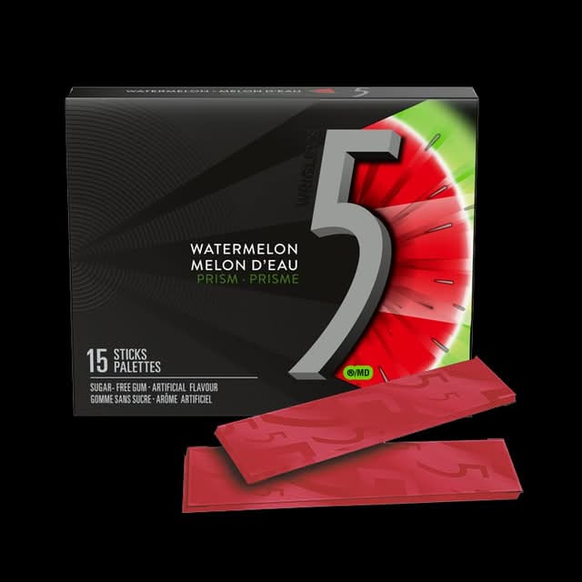5 Gum Sugar Free Chewing Gum, Watermelon (37.5 g, 15 ct)