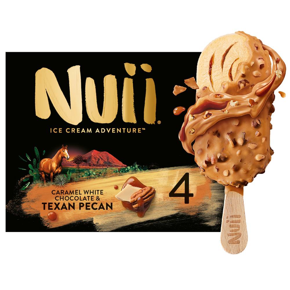 Null - Crème glacée bâtonnets à la vanille avec sauce au caramel (4 pièces)