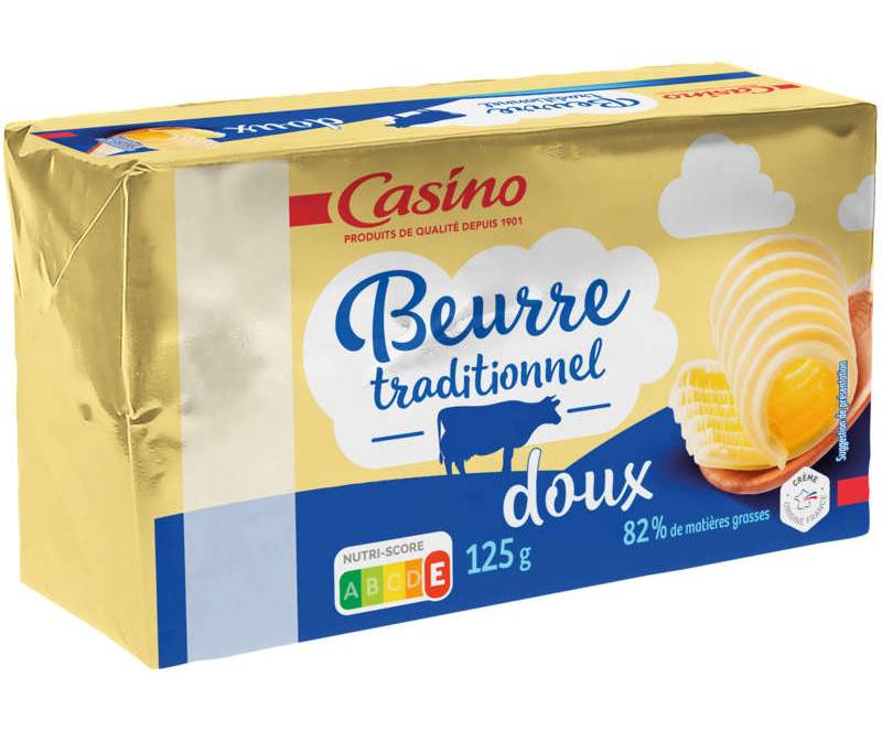 Casino Beurre Traditionnel - Doux - 82% de Mat.Gr - 125g
