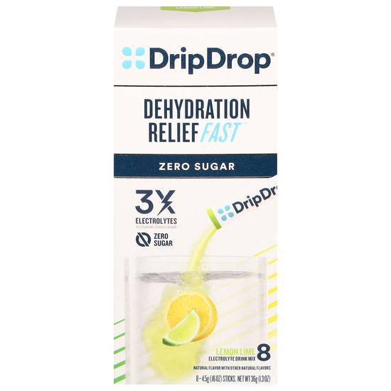 Dripdrop Dehydration Relief Zero Lemon Lime Electrolyte Powder (1.31 oz)