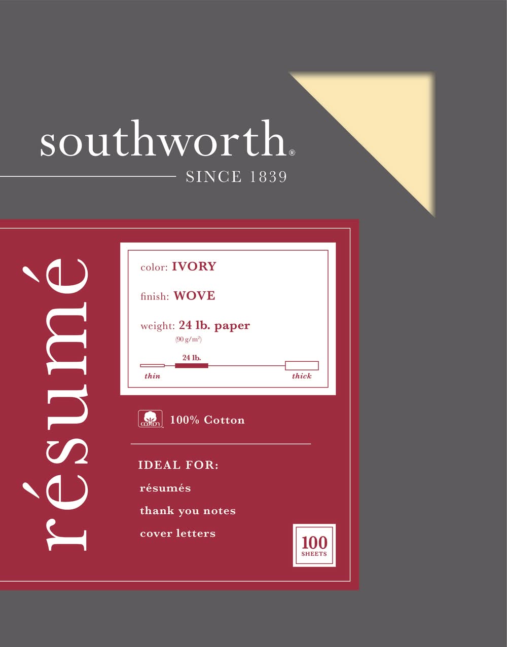 Southworth High Quality Business Papers, 8.5 x 11 In, Ivory