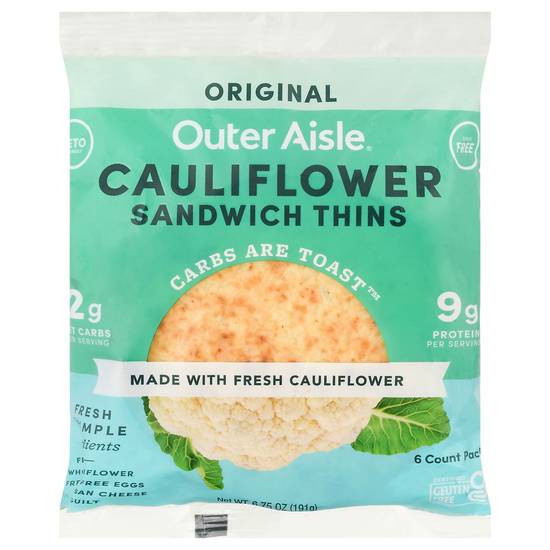 Outer Aisle Original Cauliflower Sandwich Thins (6 ct)
