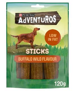 Adventuros Dog Treat Buffalo Wild Flavour Sticks 120g