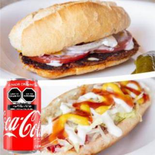 Tradicional 1: Lonche tradicional + Hotdog tocino o hamburguesa con queso + refresco