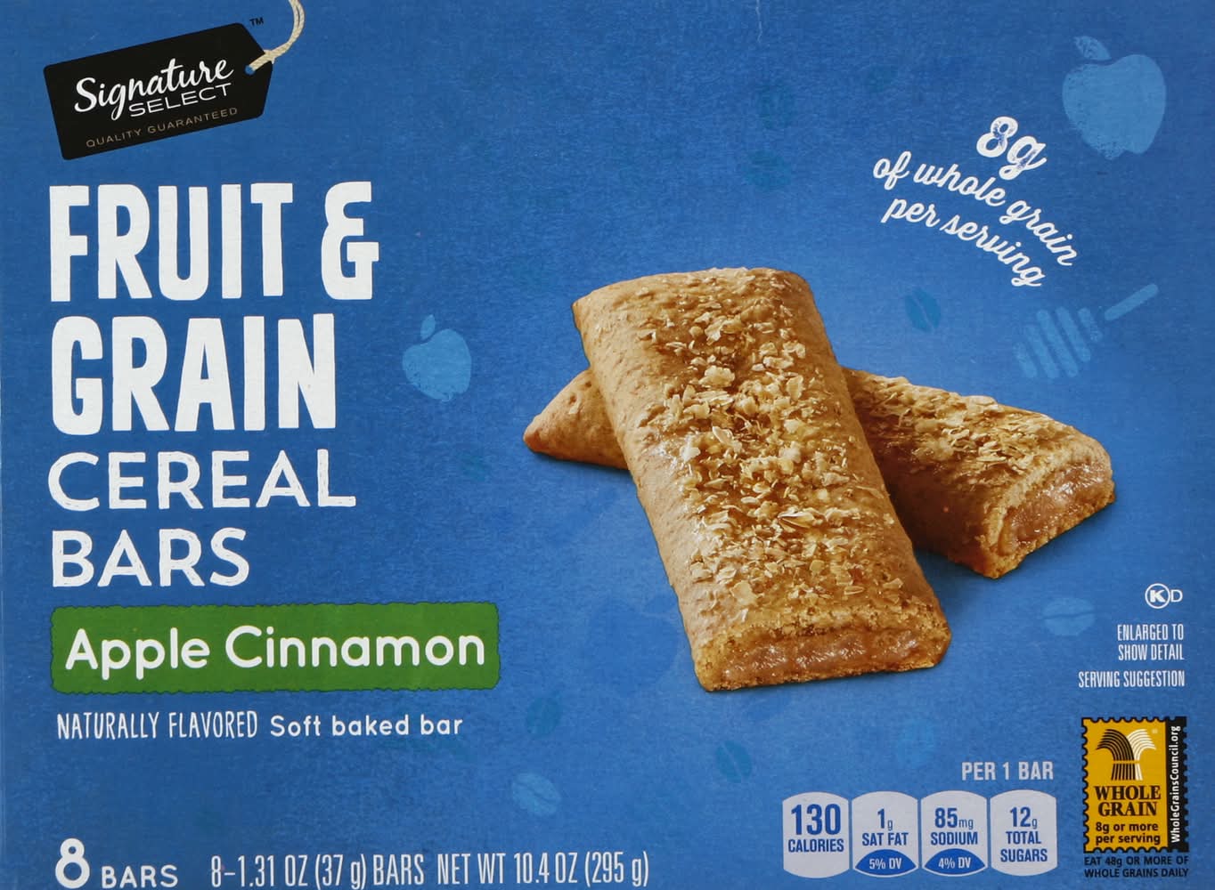 Signature Select Fruit & Grain Apple Cinnamon Cereal Bars (1.31 oz, 8 ct)