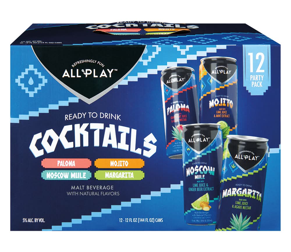 All Play Ready To Drink Cocktails Party pack, Assorted (12 x 12 fl oz)
