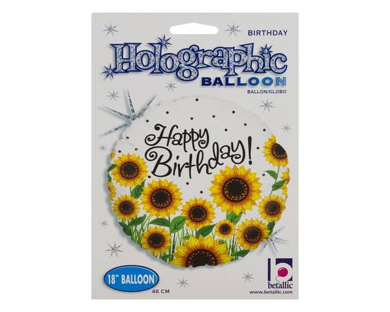 Betallic · Happy Birthday Sunflowers Holographic Balloon (1 balloon)