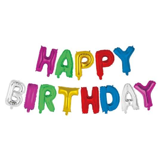 Celebrate It Happy Birthday Foil Balloon Banner Kit, Multicolor (15 ct)