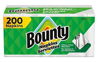 Bounty Quilted Napkin, 1-ply, White, 200 Napkins/Pack (34885.)