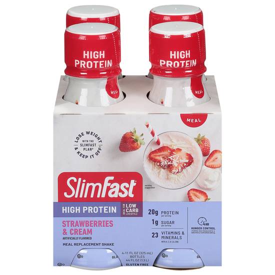 Slimfast Advanced Nutrition Strawberries & Cream Protein Meal Shake (4 ct, 11 fl oz)