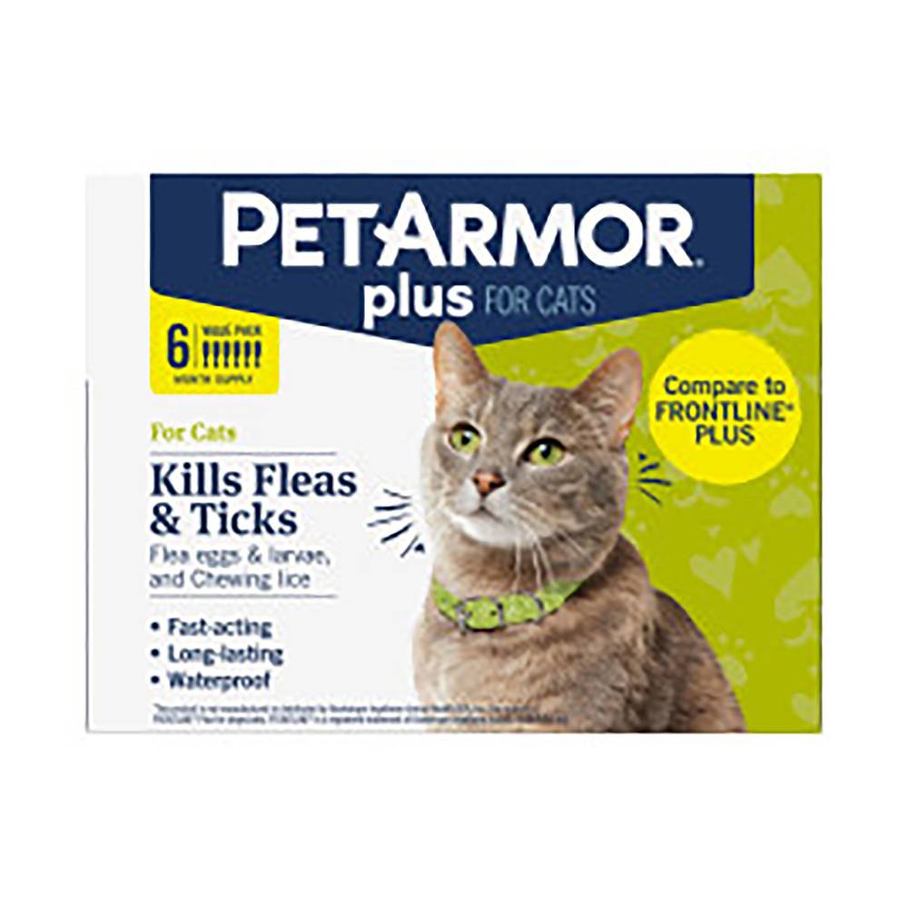 Petarmor Plus Flea & Tick Prevention For Cats (over (1.5 lbs), 6 treatments)