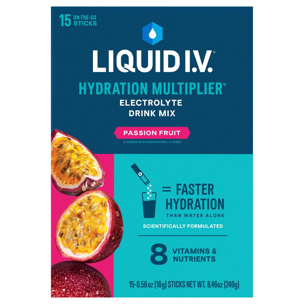 Liquid I.V. Hydration Multiplier Electrolyte Drink Mix, Passion Fruit (0.56 oz, 15 ct)