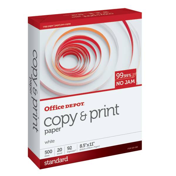 Office Depot Multi-Use Printer & Copy Paper, 8.5" x 11", White (500 ct)