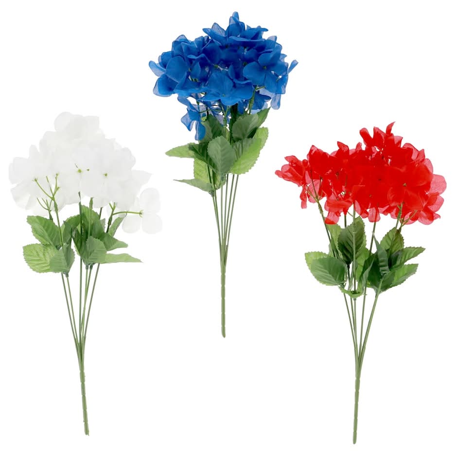 Artificial Assorted Patriotic Hydrangea Flower Bush