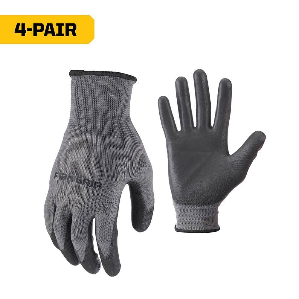 Firm Grip Polyurethane Grip Work Gloves, Large (4 ct)