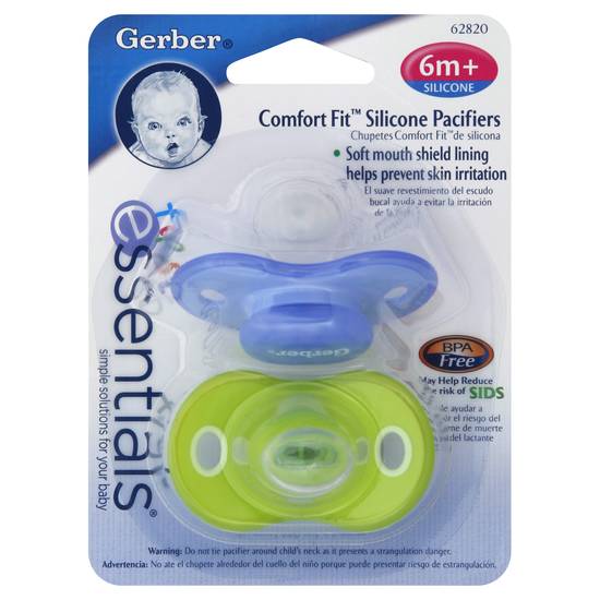 Gerber Comfort Fit Silicone Pacifiers Ages 6 M+ ( 2 ct )