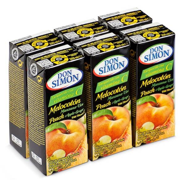 Zumo de melocotón, manzana y uva Don Simón brik 6 x 20 cl