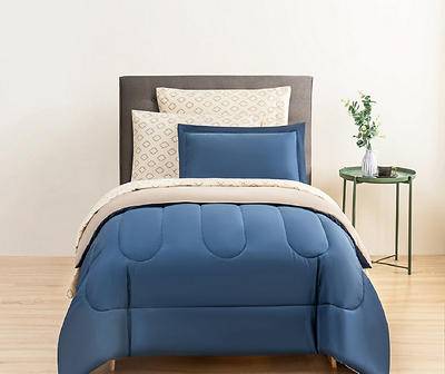 Navy & Tan Twin 6-Piece Bed-in-a-Bag Set
