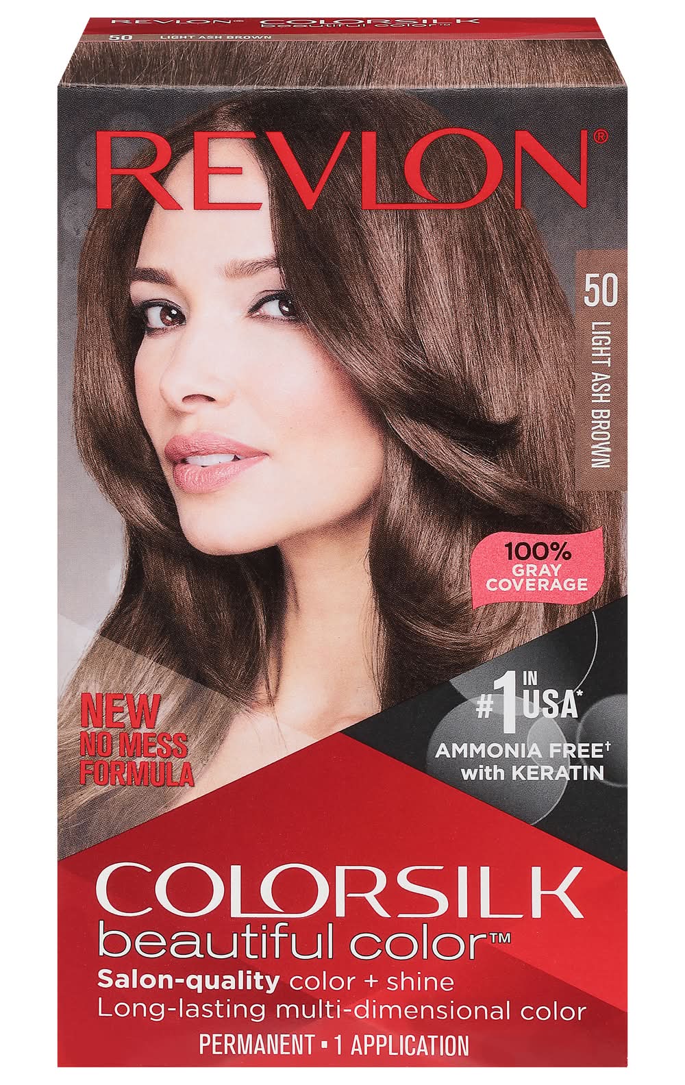 Revlon Colorsilk Permanent Hair Color, Light Ash Brown 50 (4.4 fl oz)
